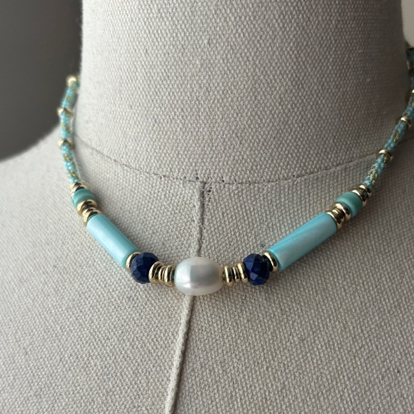 Kendra Scott Aqua and Dark Blue Necklace - Picture 1 of 6